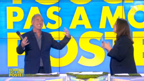 Philippe Risoli et Valérie Bénaïm dans Touche pas à mon poste sur D8, le lundi 14 juillet 2014.