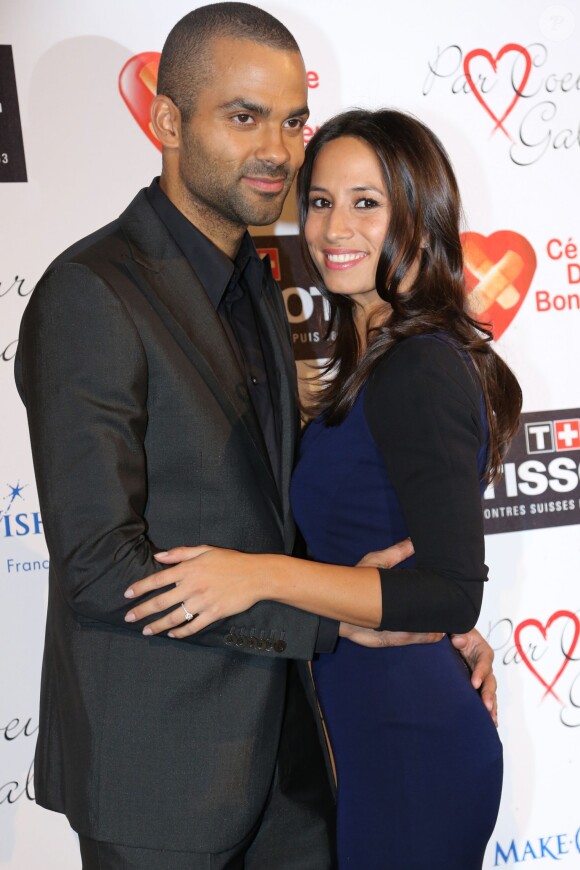 Tony Parker et sa fiancée Axelle Francine lors du Par Coeur Gala à l'abbaye Paul Bocuse à Collonges-au-Mont-d'Or le 26 septembre 2013