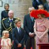 Le roi Philippe et la reine Mathilde de Belgique, accompagnés de leurs enfants la princesse héritière Élisabeth, duchesse de Brabant, le prince Gabriel, le prince Emmanuel et la princesse Éléonore ont assisté au Te Deum de la Fête nationale en la cathédrale de Bruxelles, le 21 juillet 2014.