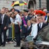 Le roi Philippe et la reine Mathilde de Belgique, accompagnés de leurs enfants la princesse héritière Élisabeth, duchesse de Brabant, le prince Gabriel, le prince Emmanuel et la princesse Éléonore ont assisté au Te Deum de la Fête nationale en la cathédrale de Bruxelles, le 21 juillet 2014.
