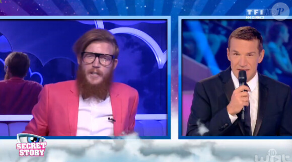 Geoffrey est le complice des internautes dans l'hebdo de Secret Story 8, sur TF1, le vendredi 25 juillet 2014