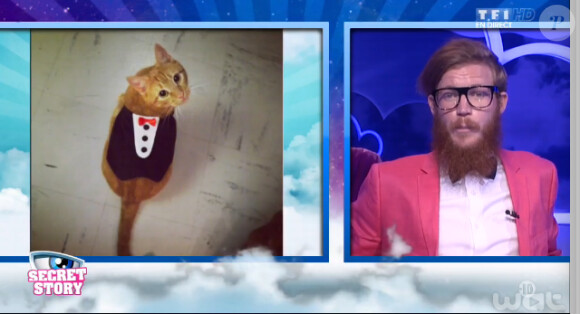 Geoffrey est le complice des internautes dans l'hebdo de Secret Story 8, sur TF1, le vendredi 25 juillet 2014