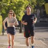 Exclusif -  Geri Halliwell et son compagnon Christian Horner font du jogging près chez la chanteuse à Londres, le 31 juillet 2014.