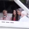 George Clooney avec sa chérie sur le Lac de Côme, le 5 juillet 2014.