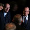Jacques Chirac et François Hollande - Cérémonie de remise du Prix pour la prévention des conflits de la Fondation Chirac au musée du quai Branly à Paris, le 21 Novembre 2013