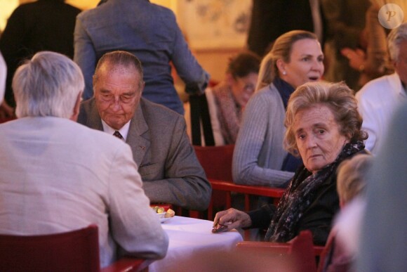 Exclusif - Jacques Chirac et Bernadette à la terrasse de chez Sénéquier à Saint Tropez, le 3 octobre 2013