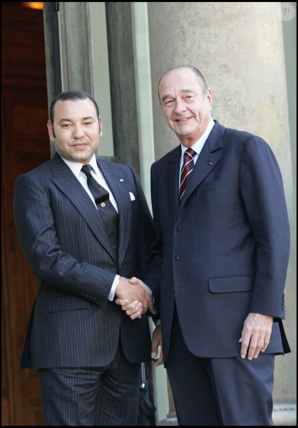 Jacques Chirac et Mohammed VI, au palais de l'Élysée, le 12 mars 2005 à Paris.