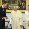Le pape François recevait le roi Felipe VI et la reine Letizia d'Espagne au Vatican, le 30 juin 2014