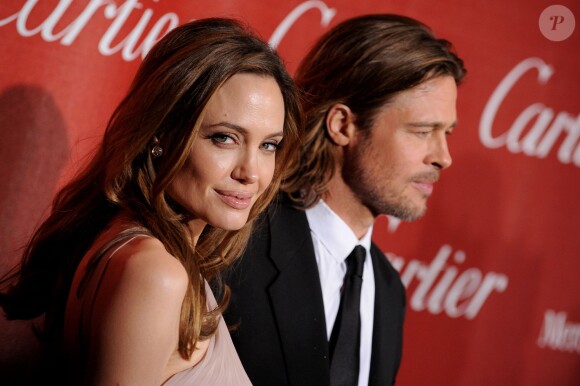 Angelina Jolie et Brad Pitt à Palm Springs, Los Angeles, le 7 janvier 2012.