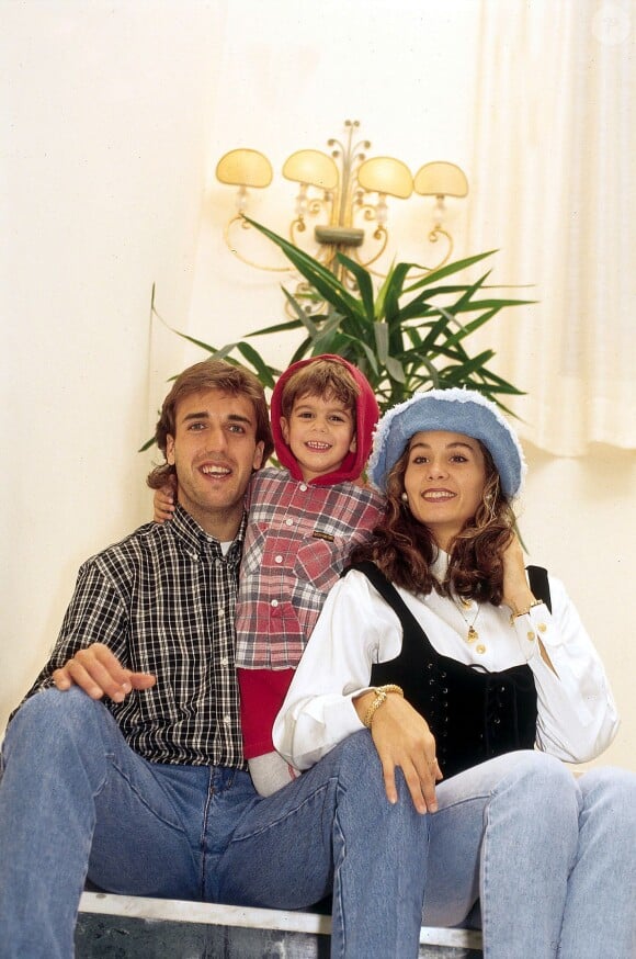 Gabriel Batistuta avec son fils Thiago et sa femme Irina à Florence