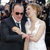 Quentin Tarantino, Uma Thurman complices au Festival du film de Cannes le 24 mai 2014.