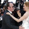 Quentin Tarantino, Uma Thurman complices au Festival du film de Cannes le 24 mai 2014.