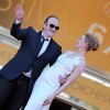 Quentin Tarantino et Uma Thurman - Montée des marches du film "Pour une poignée de dollars" pour la cérémonie de clôture du 67e Festival du film de Cannes le 24 mai 2014.