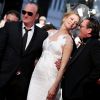 Quentin Tarantino, Uma Thurman et Michael Madsen à Cannes le 24 mai 2014.
