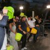 Exclusif - Cyril Hanouna et les équipes de Touche pas à mon poste font un Ice Bucket Challenge géant devant le siège de la chaine D8 à Boulogne Billancourt le 1er septembre 2014.