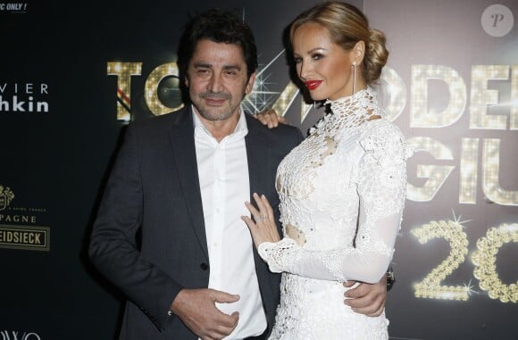 Exclusif - Adriana Karembeu et son compagnon André (Aram) Ohanian lors de la finale du Top Model Belgium à Mons en Belgique le 8 décembre 2013.