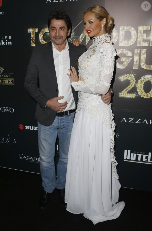 Exclusif - Adriana Karembeu et son compagnon André (Aram) Ohanian lors de la finale du Top Model Belgium à Mons en Belgique le 8 décembre 2013.
