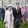 La princesse Mary et le prince Frederik de Danemark au mariage de l'actrice Flora Montgomery et du restaurateur danois Soeren Jessen le 30 août 2014 à Greyabbey, en Irlande du Nord.