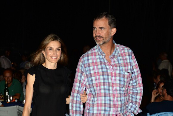 Exclusif - Le roi Felipe VI et sa femme la reine Letizia d'Espagne ont assisté au concert de Jaime Anglada à Palma de Majorque, en Espagne, le 30 août 2014.