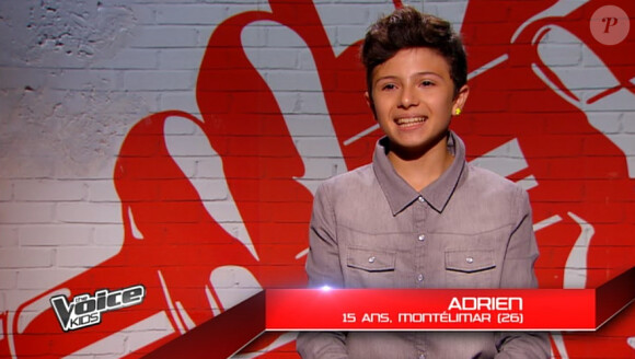 Adrien dans The Voice Kids, émission du 6 septembre 2014 sur TF1.