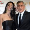 George Clooney et sa fiancée Amal Alamuddin au gala de charité Celebrity Fight Night, en faveur de la Fondation Andrea Bocelli et du Centre Parkinson Mohamed Ali, au Palazzo Vecchio à Florence, le 7 septembre 2014.