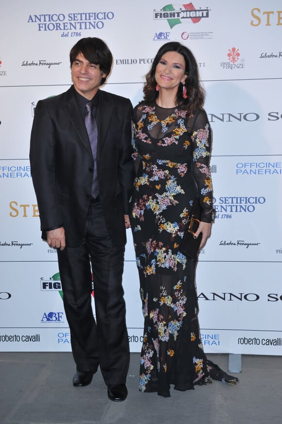 Laura Pausini et son compagnon Paolo Carta lors du gala Celebrity Fight Night. Forte Dei Marmi, le 7 septembre 2014.