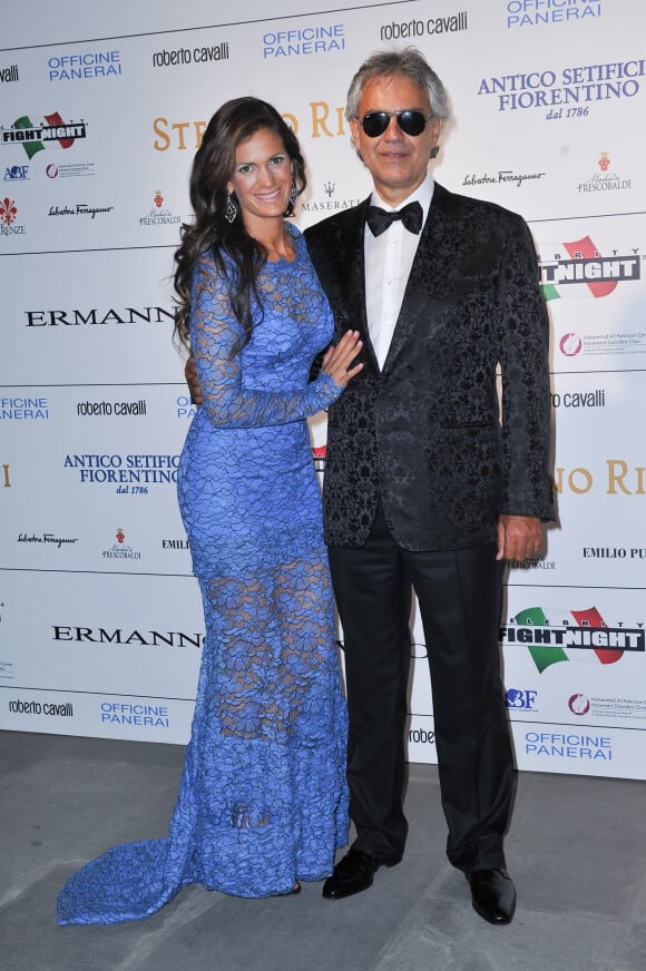 Andrea Bocelli et sa femme Veronica Berti lors du gala Celebrity Fight Night. Forte Dei Marmi, le 7 septembre 2014.