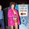 Rihanna, sur son 31 en cette semaine de Fashion Week, a été aperçue à New York habillée d'un manteau rose, d'une robe jaune (collection croisière 2015) et d'un sac Marc Jacobs (modèle Ostrich Trouble), et de souliers Manolo Blahnik. Le 11 septembre 2014.