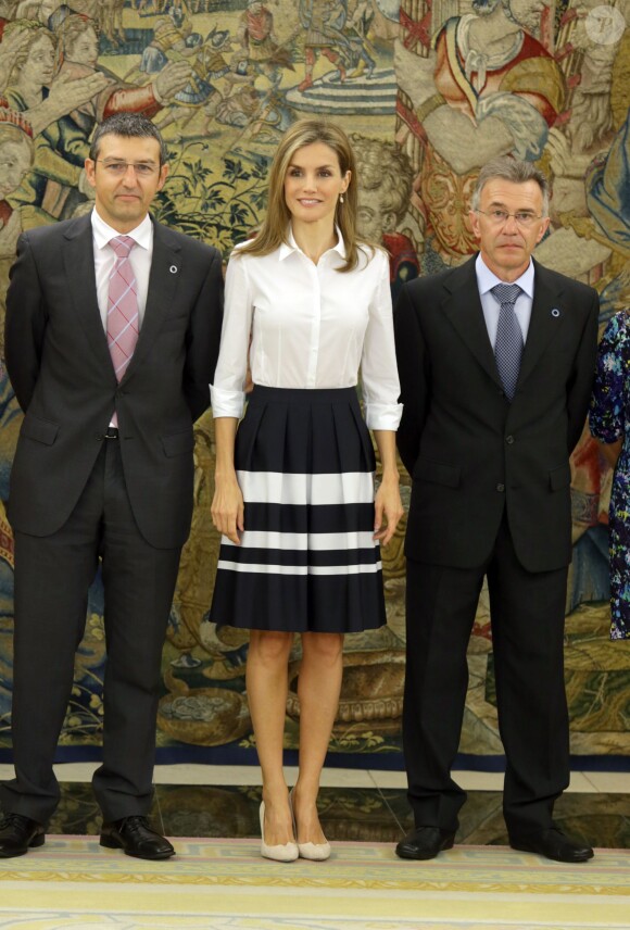 La reine Letizia d'Espagne lors d'audiences à la Zarzuela le 11 septembre 2014