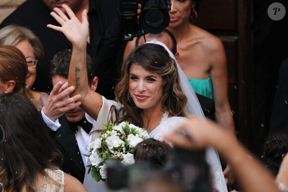 Elisabetta Canalis à la sortie de son mariage, Sassari, Sardaigne, le 14 septembre 2014.