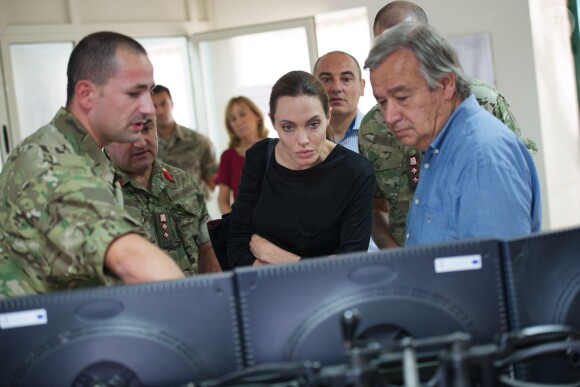 Angelina Jolie à bord d'un navire maltais le 14 septembre 2014