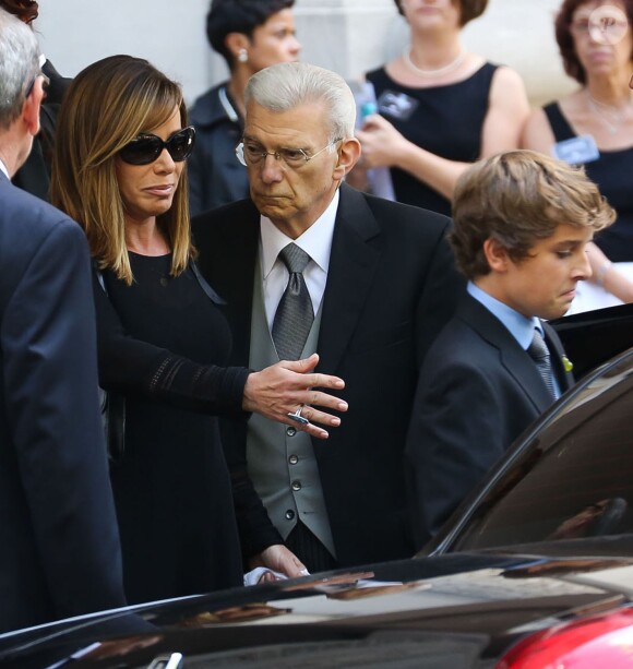 Melissa Rivers et son fils Cooper - Obsèques de Joans Rivers au Temple Emanu-El à New York, le 7 septembre 2014