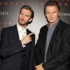 Dan Stevens et Liam Neeson lors de la présentation du film Balade entre les tombes à New York le 17 septembre 2014