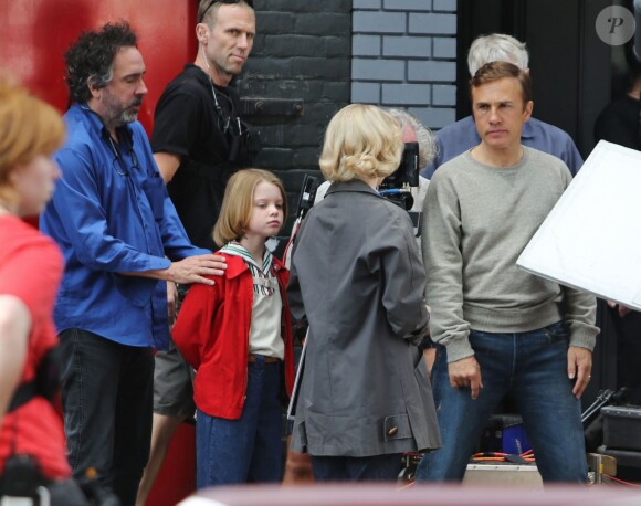 Tim Burton, Christoph Waltz, Amy Adams sur le tournage du film "Big Eyes" à Vancouver, le 19 aout 2013.