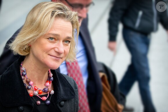 Delphine Boël, fille illégitime supposée du roi Albert II de Belgique, au tribunal de première instance de Bruxelles le 2 octobre 2014 pour assister à l'audience au cours de laquelle le ministère public a rendu son avis concernant sa demande de reconnaissance en paternité visant l'ancien souverain.