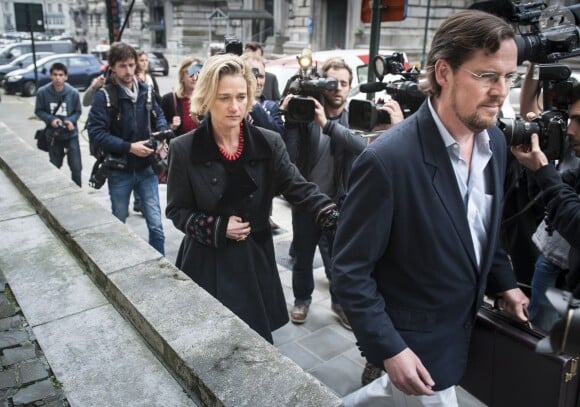 Delphine Boël, fille illégitime supposée du roi Albert II de Belgique, le 23 septembre 2014 au tribunal de première instance de Bruxelles pour l'ouverture du procès concernant sa demande de reconnaissance en paternité visant l'ancien souverain.