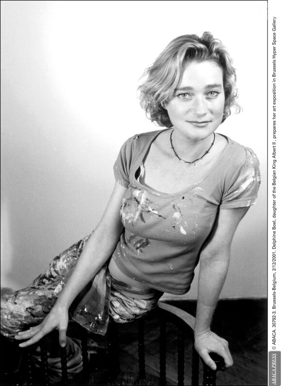 Delphine Boël, fille illégitime du roi Albert II de Belgique, en 2001 à Bruxelles, à la galerie Hyper Space.