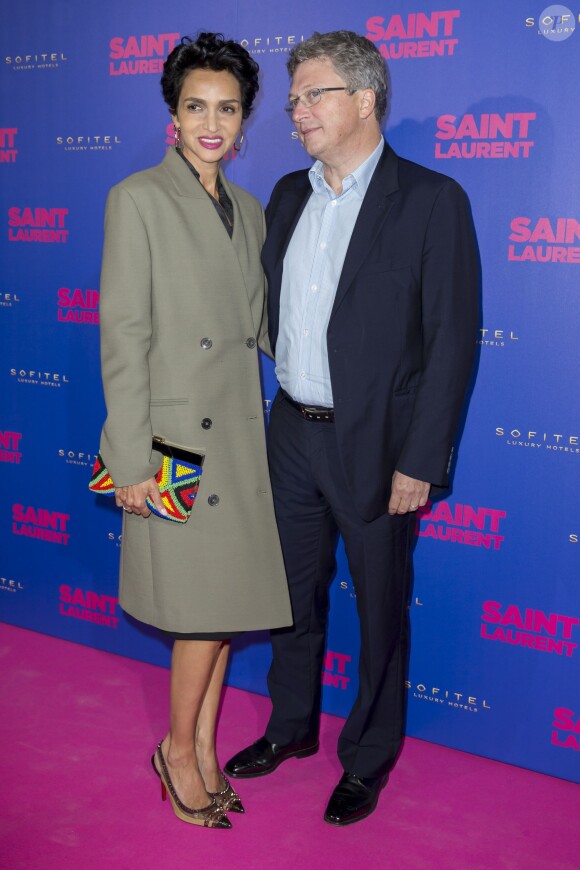 Farida Khelfa et son mari Henri Seydoux - Avant-première du film "Saint Laurent" au Centre Georges Pompidou à Paris le 23 septembre 2014.