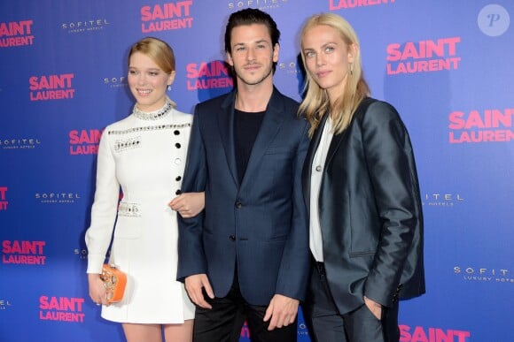 Léa Seydoux, Gaspard Ulliel et Aymeline Valade à la première du film "Saint Laurent" au Centre Georges Pompidou à Paris le 23 septembre 2014.