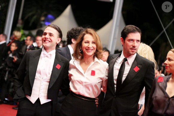 Xavier Dolan, Nathalie Baye et Melvil Poupaud à Cannes le 18 mai 2012.