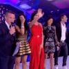 Les finalistes Jessica, Leila, Vivian et Nathalie arrivent sur le plateau dans la finale de Secret Story 8, le vendredi 26 septembre 2014, sur TF1