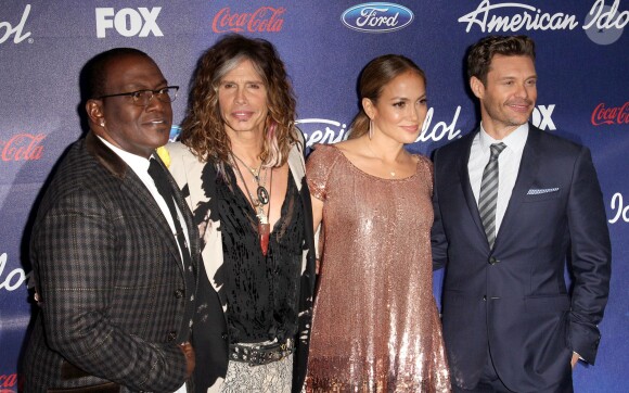 Randy Jackson, Steven Tyler, Jennifer Lopez et Ryan Seacrest - Soirée American Idol saison 11 à Los Angeles, le 1er mars 2012 