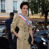 Farida Khelfa - Arrivées au dernier défilé de mode "Jean-Paul Gaultier", collection prêt-à-porter printemps-été 2015, au Grand Rex à Paris. Le 27 septembre 2014