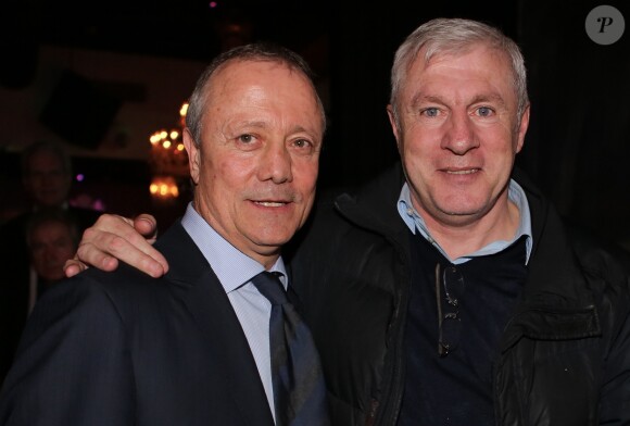 Exclusif - Bernard Lacombe et Luis Fernandez lors de la soirée d'anniversaire des 80 ans de Michel Hidalgo au Palais Maillot à Paris le 25 mars 2013