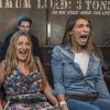 Cyprien, Franck Dubosc, Marilou Berry et Laury Thilleman, dans la Tour de la Terreur, lors de la soirée de lancement des animateurs de Halloween organisée à Disneyland Paris, le samedi 27 septembre 2014.