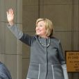  Hillary Clinton arrive accompagn&eacute;e de son mari Bill Clinton au Lenox Hill Hospital &agrave; New York, le 29 septembre 2014 pour rendre visite &agrave; leur fille Chelsea Clinton Mezvinsky et leur petite-fille Charlotte Clinton Mezvinsky. 