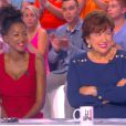 Roselyne Bachelot, aux côtés d'Hapsatou Sy, avoue avoir refusé de participer à "Danse avec les stars" sur TF1 sur le plateau du "Grand 8" sur D8. Le 29 septembre 2014.