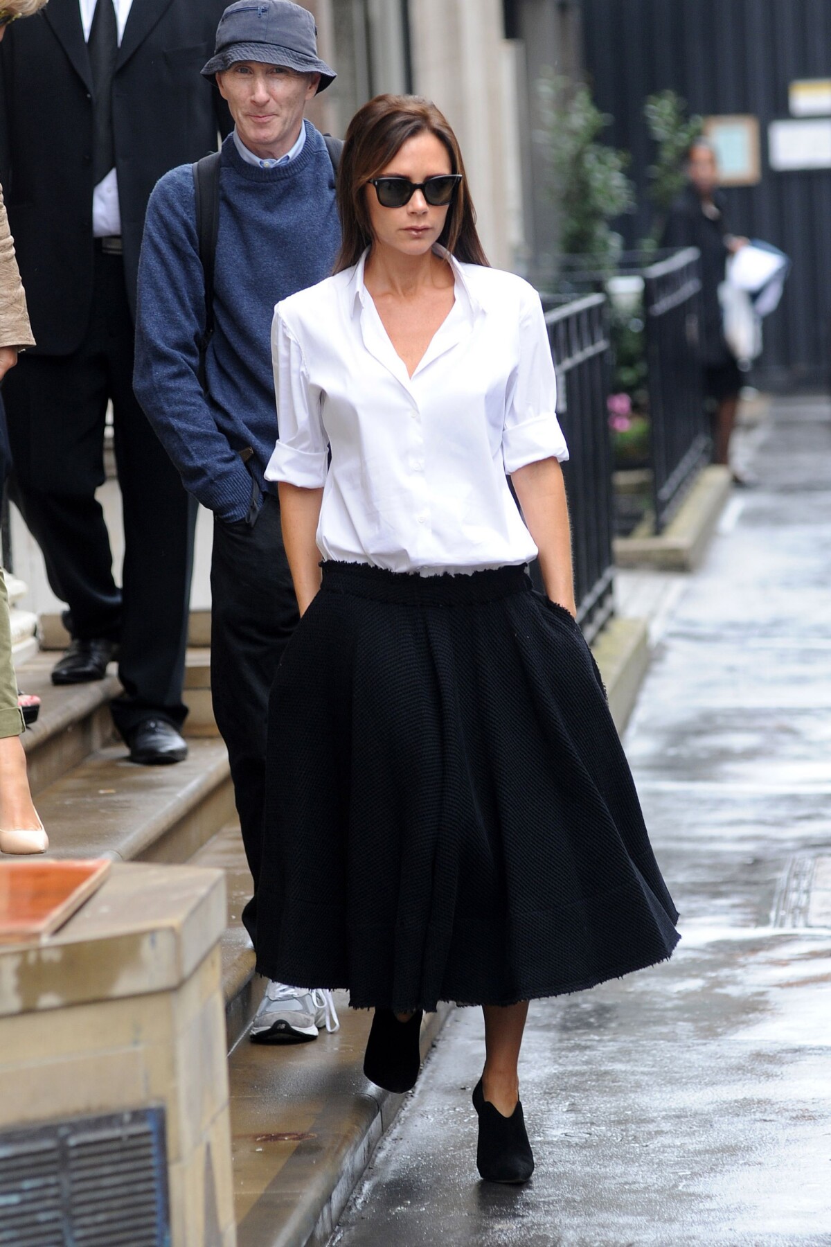 Jupe En Cuir Noir Victoria Beckham - Taille US 4 (UK 8) - Boutons Pression Argent - Jamais Portée