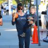 Exclusif - Jennifer Garner et son fils Samuel Garner Affleck vont au Starbucks à Brentwood, le 22 septembre 2014.