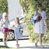Jennifer Garner et ses filles Seraphina et Violet à Brentwood, Los Angeles, le 17 septembre 2014